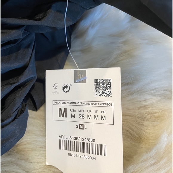 NWT Zara Bardot Black Off Shoulder Ruffle Ruched Crop Long Sleeve Top - Picture 8 of 8